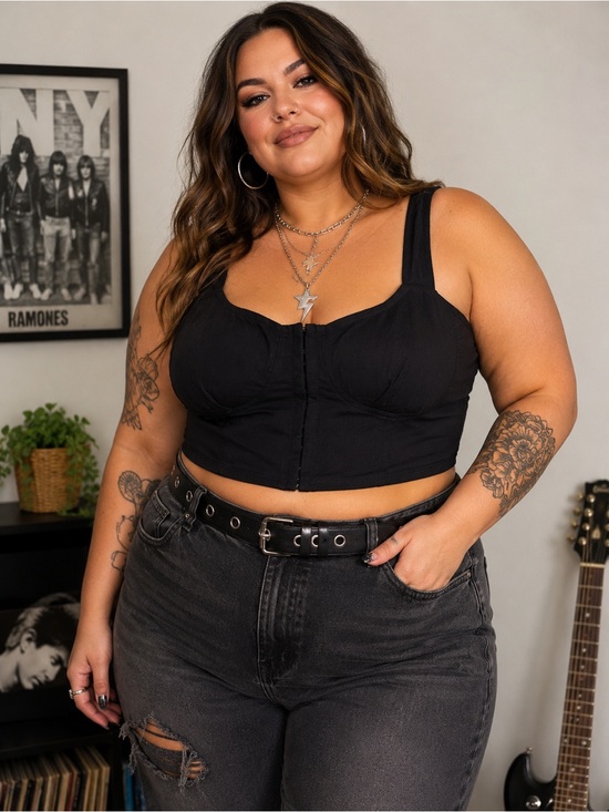 wild fable Tops - wild fable Black Sleeveless Bust-Seamed Crop Top